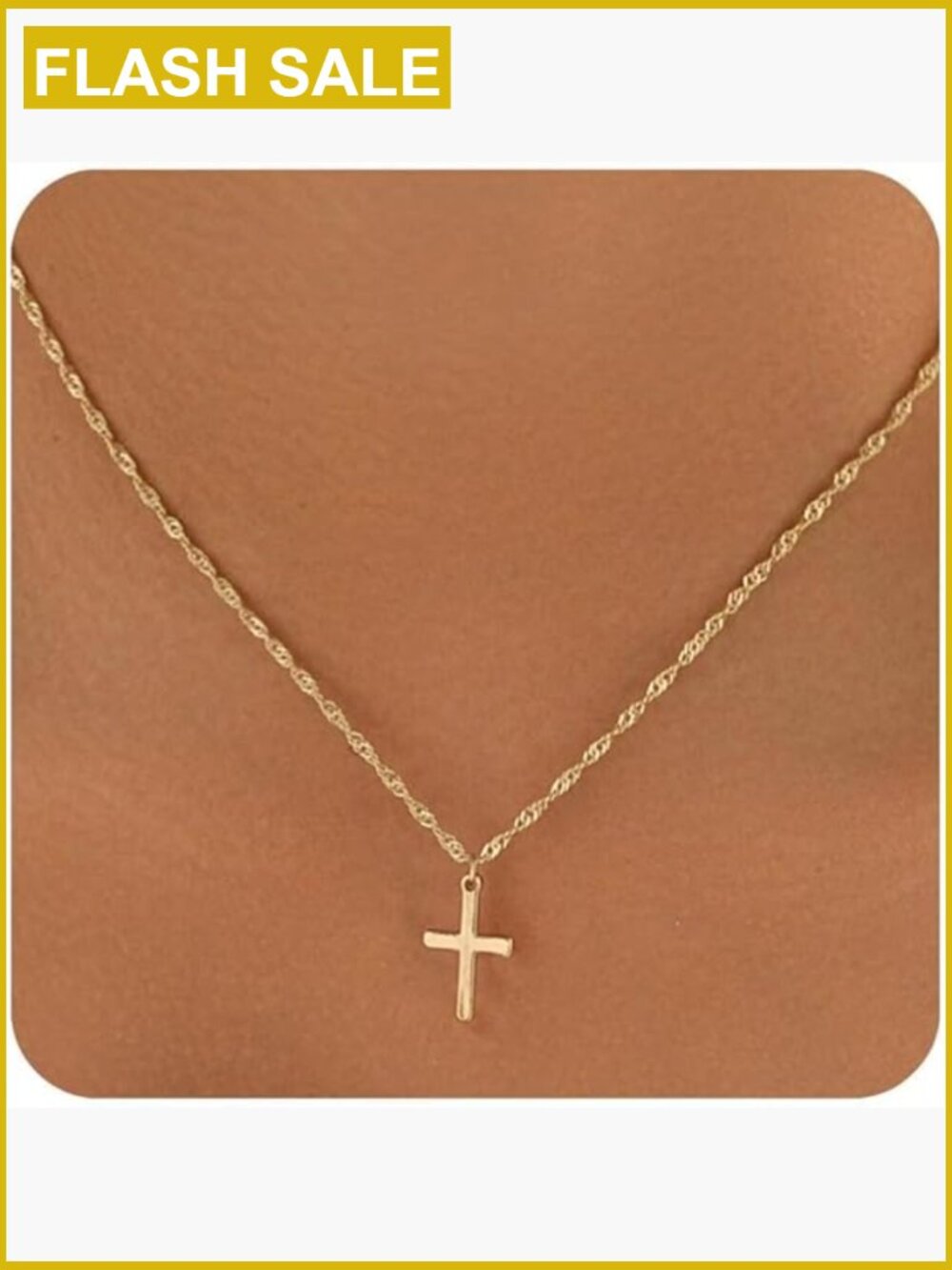 Tiny Dainty Cross Necklace Pendant 14K Gold Plated Hypoallergenic Choker